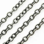 925 Sterling Silver Hammered Cable Chain